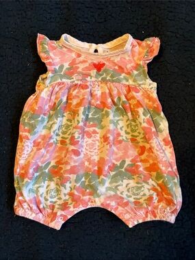 Burt's Bees Baby Pink & Green Floral Romper